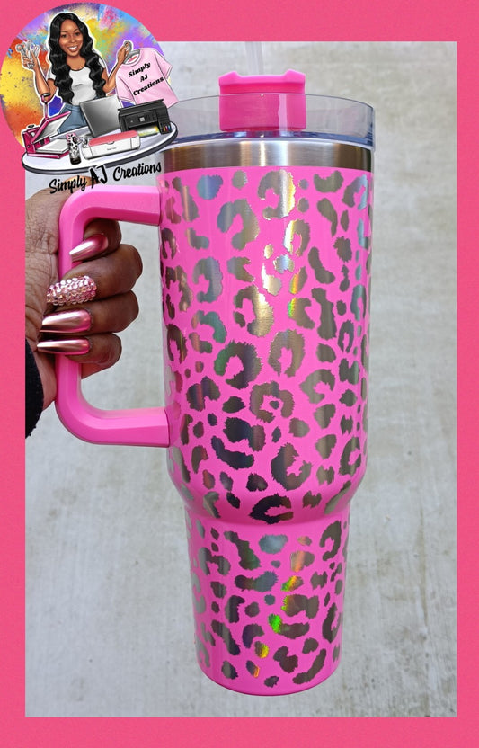 40oz Holographic Drink Tumbler/Hot Pink