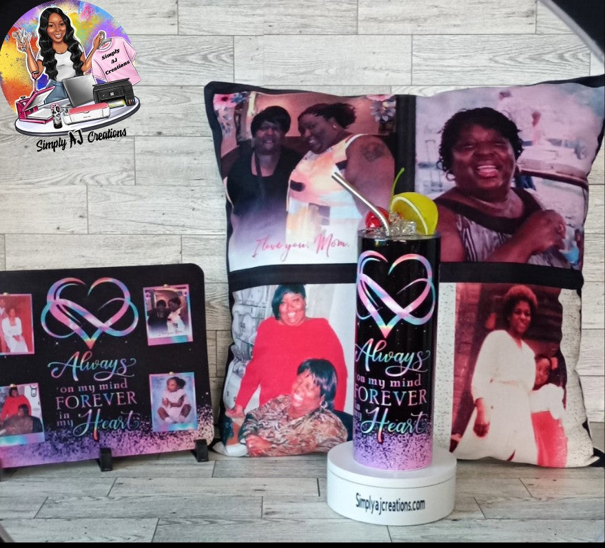 Memorial Bundle/Throw Pillow, Drink Tumbler, & Mouse Pad