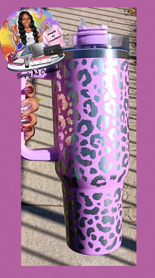 40oz Holographic Drink Tumbler/Light Purple