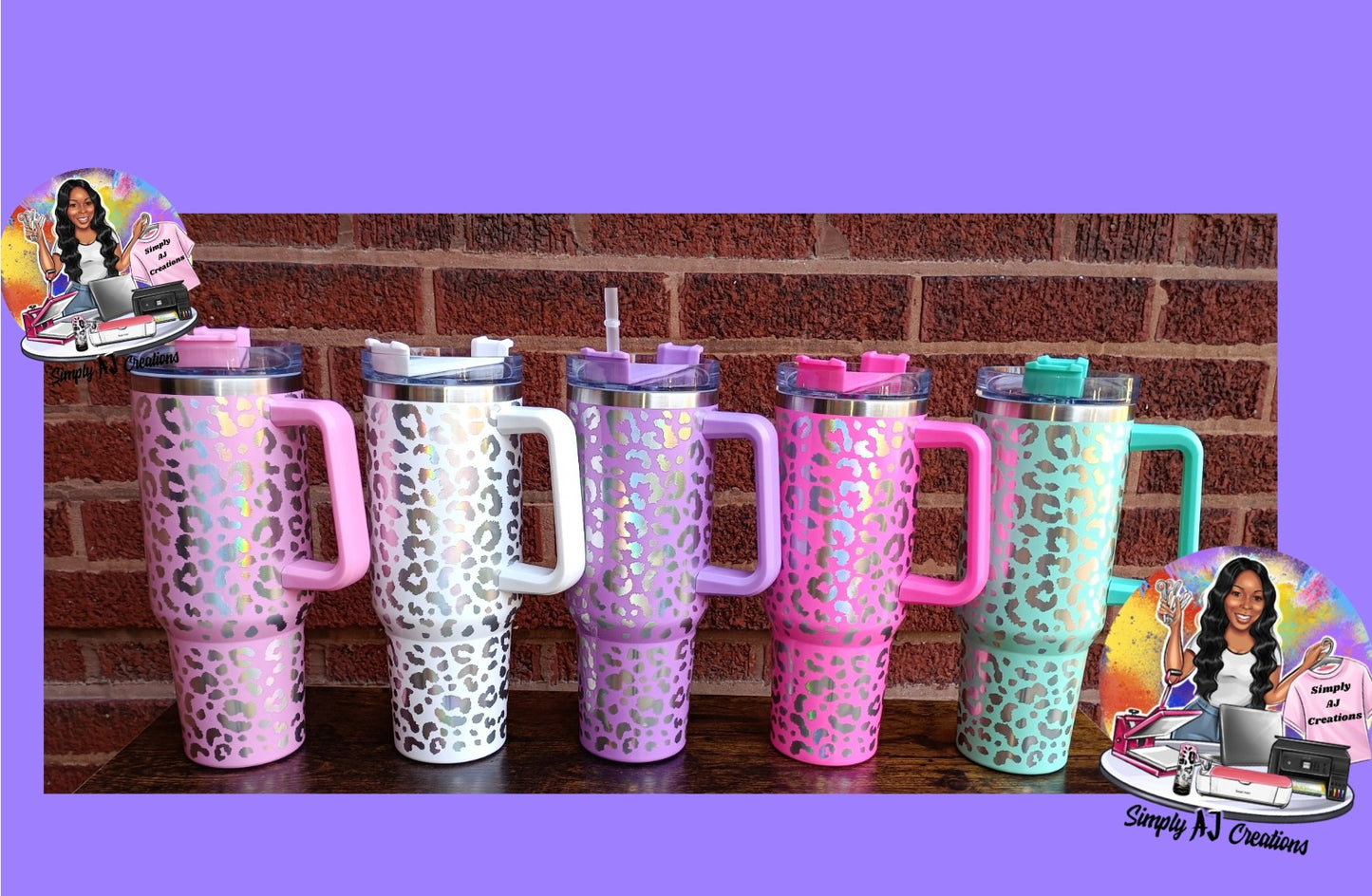 40oz Holographic Drink Tumbler/Light Pink